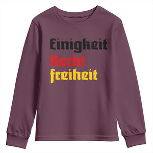 German Heritage Youth Sweatshirt Einigkeit Recht Freiheit Germany Flag TS11 Maroon Print Your Wear