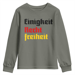 German Heritage Youth Sweatshirt Einigkeit Recht Freiheit Germany Flag TS11 Military Green Print Your Wear