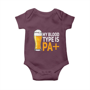 Funny My Blood Type Is IPA Baby Onesie IPA Beer Drinking TS11 Maroon Print Your Wear