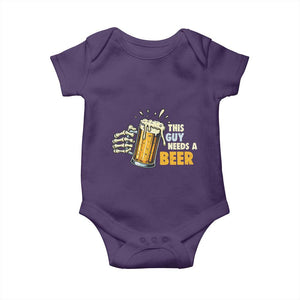 Funny This Guy Needs A Beer Baby Onesie Beer Drinking Skeleton Hand TS11 Purple Print Your Wear
