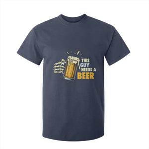 Funny This Guy Needs A Beer T Shirt For Kid Beer Drinking Skeleton Hand TS11 Navy Print Your Wear