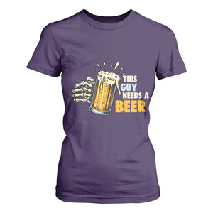 Funny This Guy Needs A Beer T Shirt For Women Beer Drinking Skeleton Hand TS11 Purple Print Your Wear