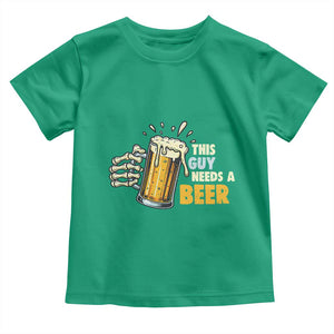 Funny This Guy Needs A Beer Toddler T Shirt Beer Drinking Skeleton Hand TS11 Irish Green Print Your Wear
