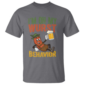 Funny I Am On My Wurst Behavior T Shirt German Oktoberfest Sausage TS11 Charcoal Print Your Wear