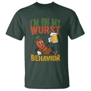 Funny I Am On My Wurst Behavior T Shirt German Oktoberfest Sausage TS11 Dark Forest Green Print Your Wear