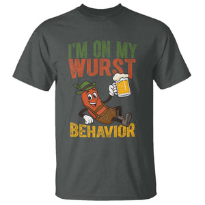 Funny I Am On My Wurst Behavior T Shirt German Oktoberfest Sausage TS11 Dark Heather Print Your Wear