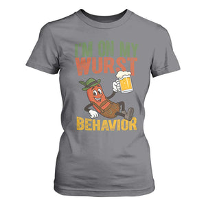 Funny I Am On My Wurst Behavior T Shirt For Women German Oktoberfest Sausage TS11 Charcoal Print Your Wear
