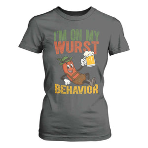 Funny I Am On My Wurst Behavior T Shirt For Women German Oktoberfest Sausage TS11 Dark Heather Print Your Wear