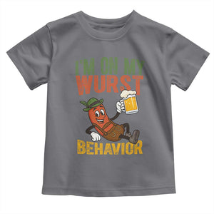 Funny I Am On My Wurst Behavior Toddler T Shirt German Oktoberfest Sausage TS11 Charcoal Print Your Wear
