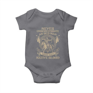Never Underestimate An Old Man Who Has Native Blood Baby Onesie Native American Warrior TS11 Charcoal Print Your Wear