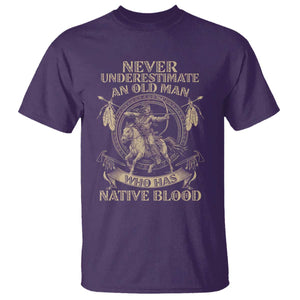Never Underestimate An Old Man Who Has Native Blood T Shirt Native American Warrior TS11 Purple Print Your Wear