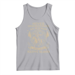 Never Underestimate An Old Man Who Has Native Blood Tank Top Native American Warrior TS11 Athletic Heather Print Your Wear