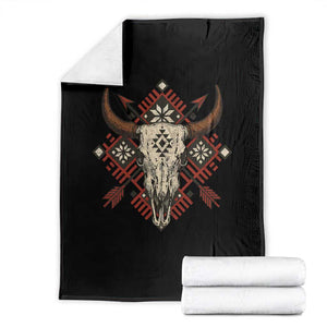 Native American Longhorn Bull Skull Tribal Arrows Throw Blanket TS11 Black Print Your Wear