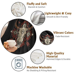 Native American Longhorn Bull Skull Tribal Arrows Throw Blanket TS11 Print Your Wear