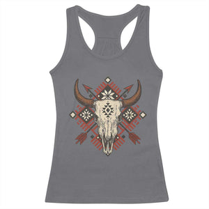 Native American Longhorn Bull Skull Tribal Arrows Racerback Tank Top TS11 Charcoal Print Your Wear