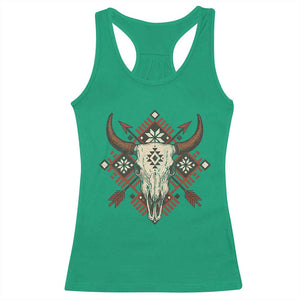 Native American Longhorn Bull Skull Tribal Arrows Racerback Tank Top TS11 Irish Green Print Your Wear