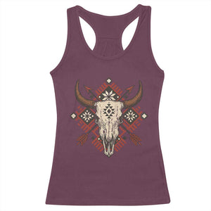 Native American Longhorn Bull Skull Tribal Arrows Racerback Tank Top TS11 Maroon Print Your Wear