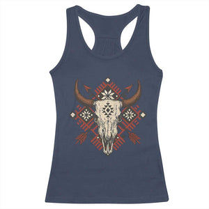 Native American Longhorn Bull Skull Tribal Arrows Racerback Tank Top TS11 Navy Print Your Wear