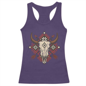 Native American Longhorn Bull Skull Tribal Arrows Racerback Tank Top TS11 Purple Print Your Wear