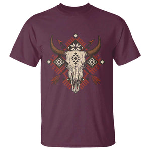 Native American Longhorn Bull Skull Tribal Arrows T Shirt TS11 Maroon Print Your Wear