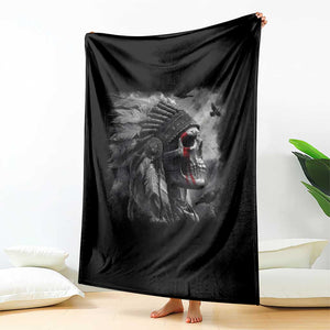 Native American Indian Chief Skull Headdress Crow Throw Blanket TS11 Print Your Wear