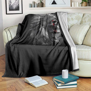 Native American Indian Chief Skull Headdress Crow Throw Blanket TS11 Print Your Wear
