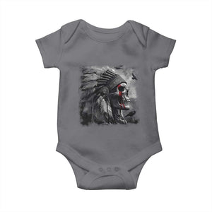 Native American Indian Chief Skull Headdress Crow Baby Onesie TS11 Charcoal Print Your Wear