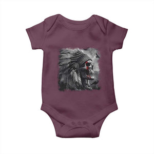 Native American Indian Chief Skull Headdress Crow Baby Onesie TS11 Maroon Print Your Wear