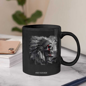 Native American Indian Chief Skull Headdress Crow Coffee Mug TS11 Print Your Wear
