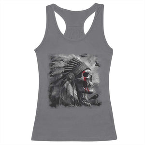 Native American Indian Chief Skull Headdress Crow Racerback Tank Top TS11 Charcoal Print Your Wear
