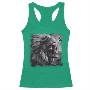 Native American Indian Chief Skull Headdress Crow Racerback Tank Top TS11 Irish Green Print Your Wear