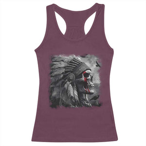 Native American Indian Chief Skull Headdress Crow Racerback Tank Top TS11 Maroon Print Your Wear