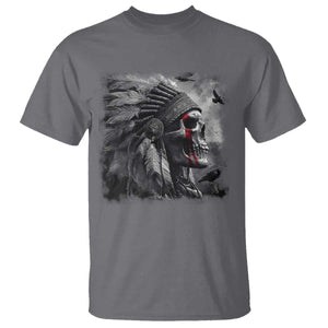 Native American Indian Chief Skull Headdress Crow T Shirt TS11 Charcoal Print Your Wear