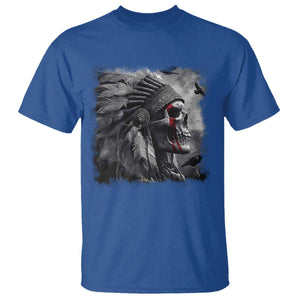 Native American Indian Chief Skull Headdress Crow T Shirt TS11 Royal Blue Print Your Wear