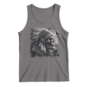 Native American Indian Chief Skull Headdress Crow Tank Top TS11 Deep Heather Print Your Wear