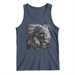Native American Indian Chief Skull Headdress Crow Tank Top TS11 Navy Print Your Wear