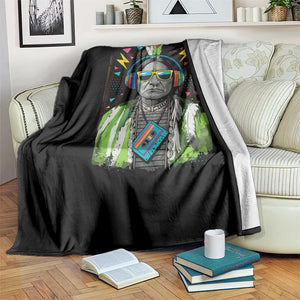 Funny Sitting Bull 90s Nostalgia Pop Art Throw Blanket Retro Native American Chief TS11 Print Your Wear
