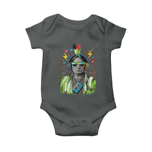 Funny Sitting Bull 90s Nostalgia Pop Art Baby Onesie Retro Native American Chief TS11 Dark Heather Print Your Wear