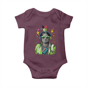Funny Sitting Bull 90s Nostalgia Pop Art Baby Onesie Retro Native American Chief TS11 Maroon Print Your Wear