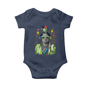 Funny Sitting Bull 90s Nostalgia Pop Art Baby Onesie Retro Native American Chief TS11 Navy Print Your Wear