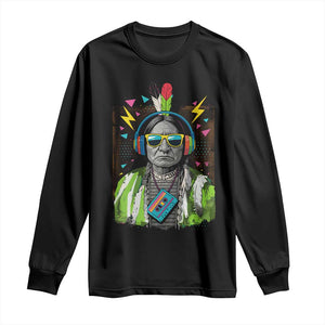 Funny Sitting Bull 90s Nostalgia Pop Art Long Sleeve Shirt Retro Native American Chief TS11 Black Print Your Wear