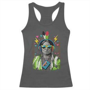 Funny Sitting Bull 90s Nostalgia Pop Art Racerback Tank Top Retro Native American Chief TS11 Dark Heather Print Your Wear