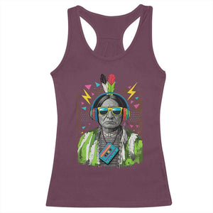 Funny Sitting Bull 90s Nostalgia Pop Art Racerback Tank Top Retro Native American Chief TS11 Maroon Print Your Wear