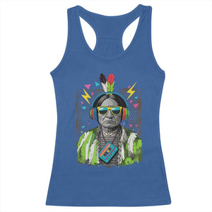Funny Sitting Bull 90s Nostalgia Pop Art Racerback Tank Top Retro Native American Chief TS11 Royal Blue Print Your Wear
