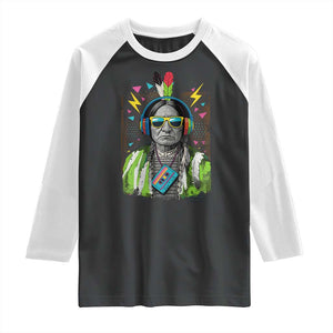 Funny Sitting Bull 90s Nostalgia Pop Art Raglan Shirt Retro Native American Chief TS11 Black White Print Your Wear