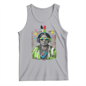 Funny Sitting Bull 90s Nostalgia Pop Art Tank Top Retro Native American Chief TS11 Athletic Heather Print Your Wear