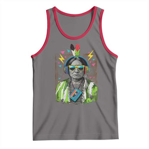 Funny Sitting Bull 90s Nostalgia Pop Art Tank Top Retro Native American Chief TS11 Deep Heather Red Print Your Wear