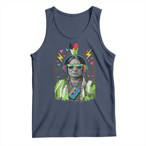 Funny Sitting Bull 90s Nostalgia Pop Art Tank Top Retro Native American Chief TS11 Navy Print Your Wear