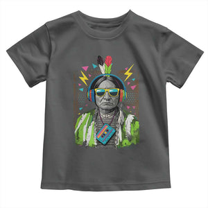 Funny Sitting Bull 90s Nostalgia Pop Art Toddler T Shirt Retro Native American Chief TS11 Dark Heather Print Your Wear