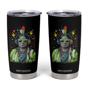 Funny Sitting Bull 90s Nostalgia Pop Art Tumbler Cup Retro Native American Chief TS11 Black Print Your Wear